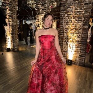 Zum Zum by Niki Livas Red Strapless Prom Dress Vintage 90s